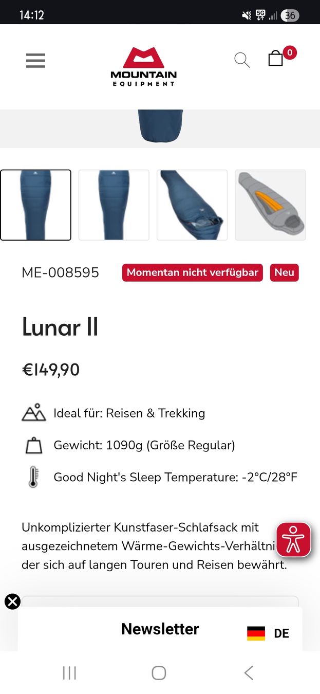 Schlafsäcke: Schlafsack Lunar ll von Mountain Equipment – Gebraucht aus Bözberg von falcone03 3