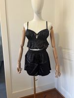 For Love & Lemons Pijama Set: Top & Shorts, Black, Size M/L