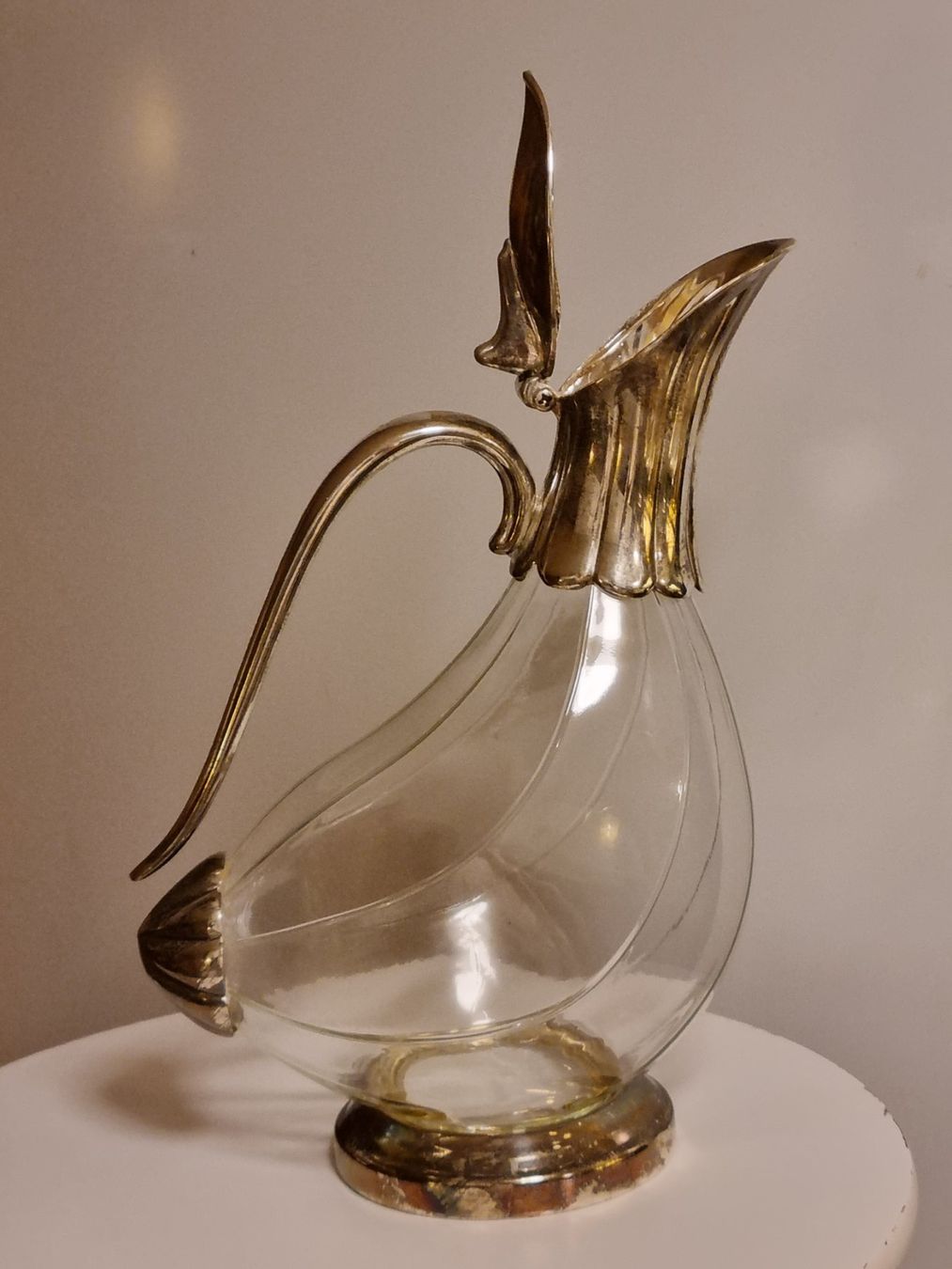 Caraffe: Vintage Glas Karaffe mit Metallmontur versilbert – Usato da Scharnachtal venduto da devin03 1