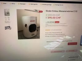 Neuwertiger Unterbau Einbauwasserwärmer E110 Boiler Elcalor