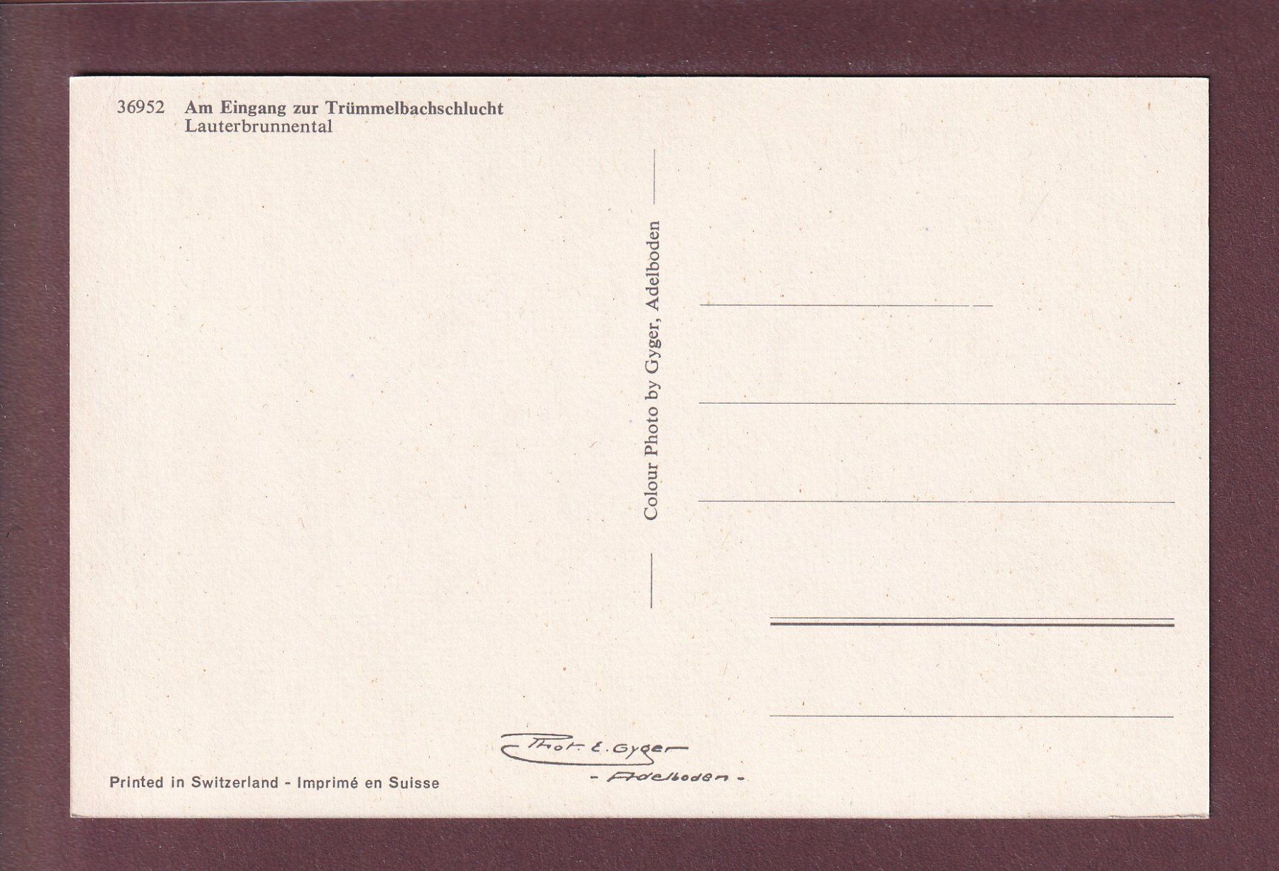 Cartoline postali: Am Eingang zur TRÜMMELBACHSCHLUCHT // kleiner Eckbug // – Usato da Pully venduto da nicecards 1
