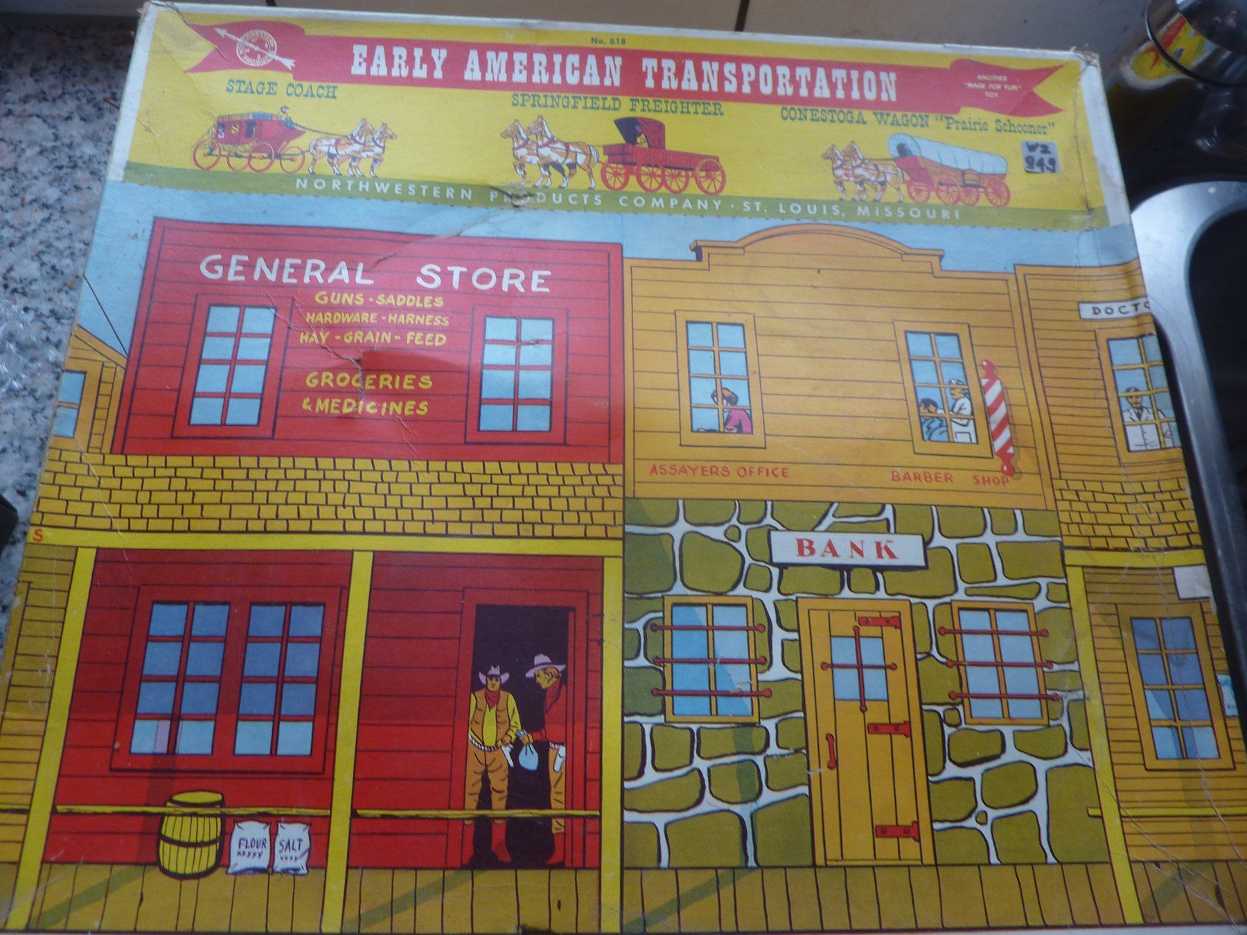 Giocattoli: EARLY AMERICAN TRANSPORTATION SET – Nuovo e nell'imballaggio originale da Balsthal venduto da bouteliee 1
