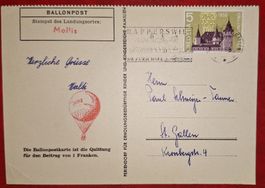 Ballonpost Ganzsache Landungsort Mollis 