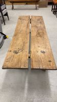 Fantastic Antique Rustic 1800s Oak Butcher Block Pig Bench