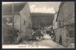 AK Cornaux, Strassenpartie mit Menschen