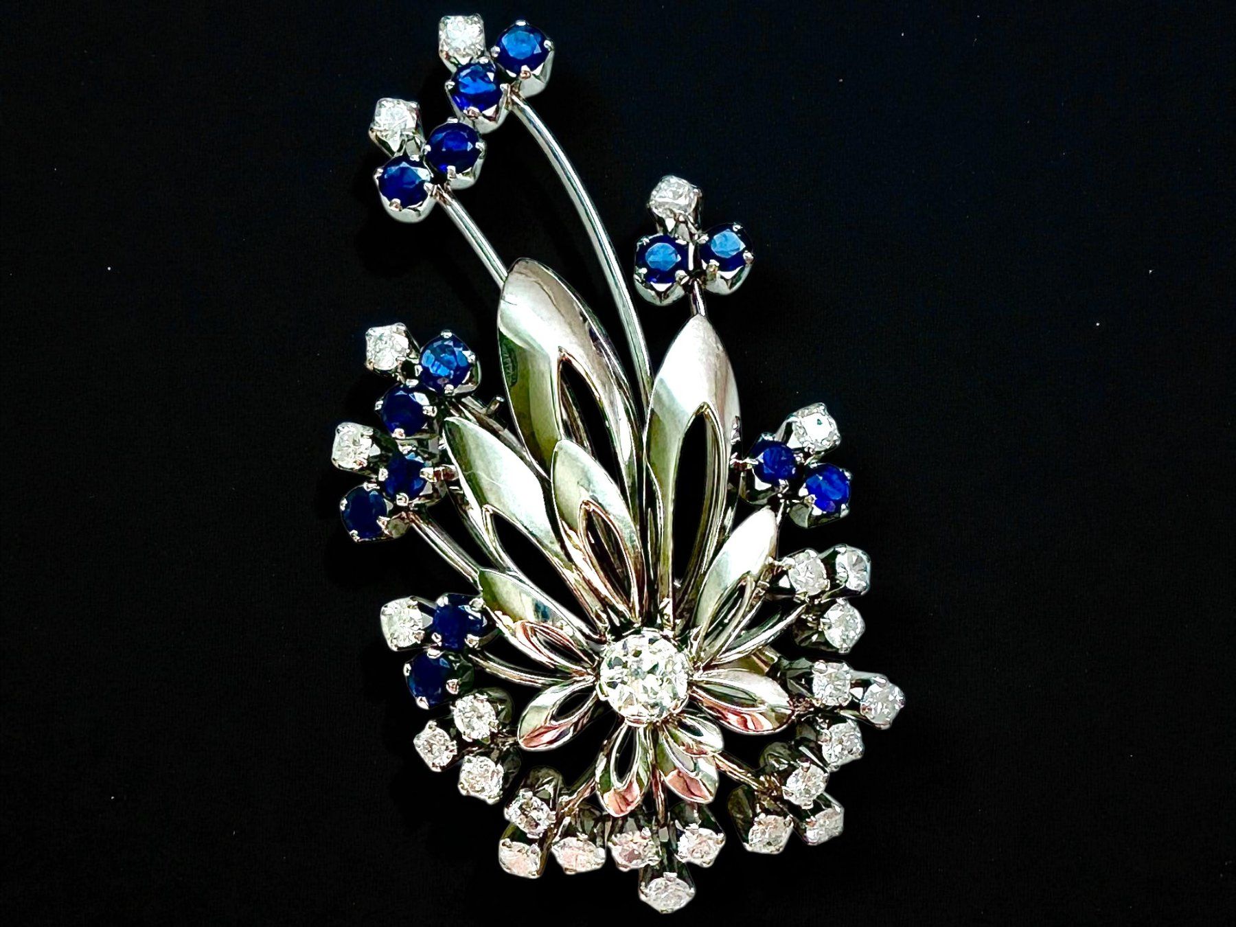 Spille & Fermagli: Saphir - Diamanten - Brosche, Wien um 1960 – Usato da Zuzwil SG venduto da artimmo 3
