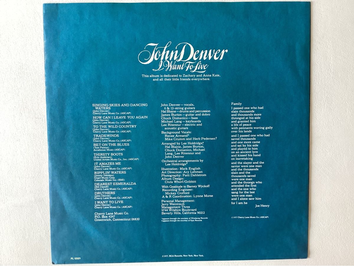 Dischi in vinile: John Denver - I Want To Live – Usato da Zürich venduto da Rockbyrd 3