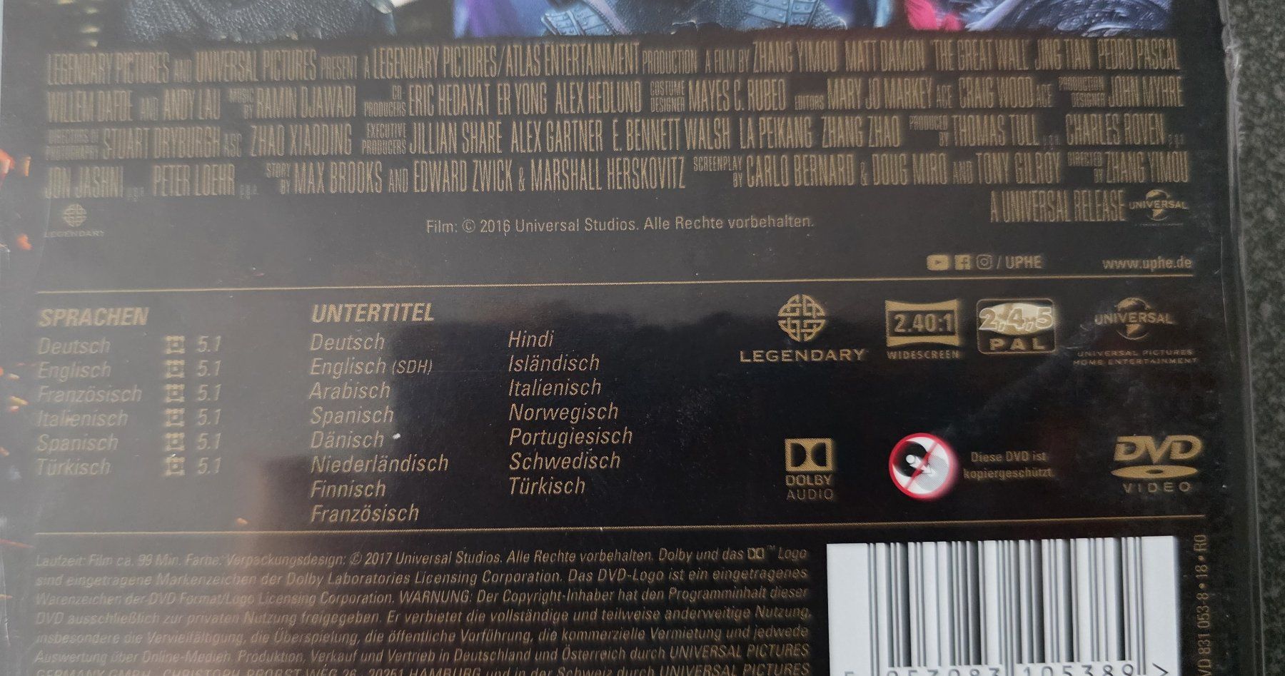 Alle DVDs: DVD The Great Wall / Matt Damon – Gebraucht aus Oetwil am See von fineli2 1