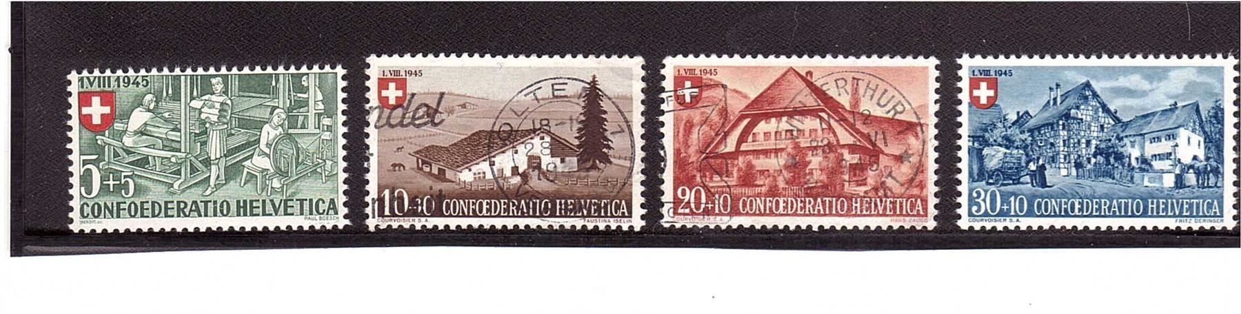 Alle Briefmarken: 1945 Berufe und Schweizer Häuser – Gebraucht aus Rheinau von loxis