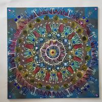 Encaustic Bild Mandala 40x40 handbemalt