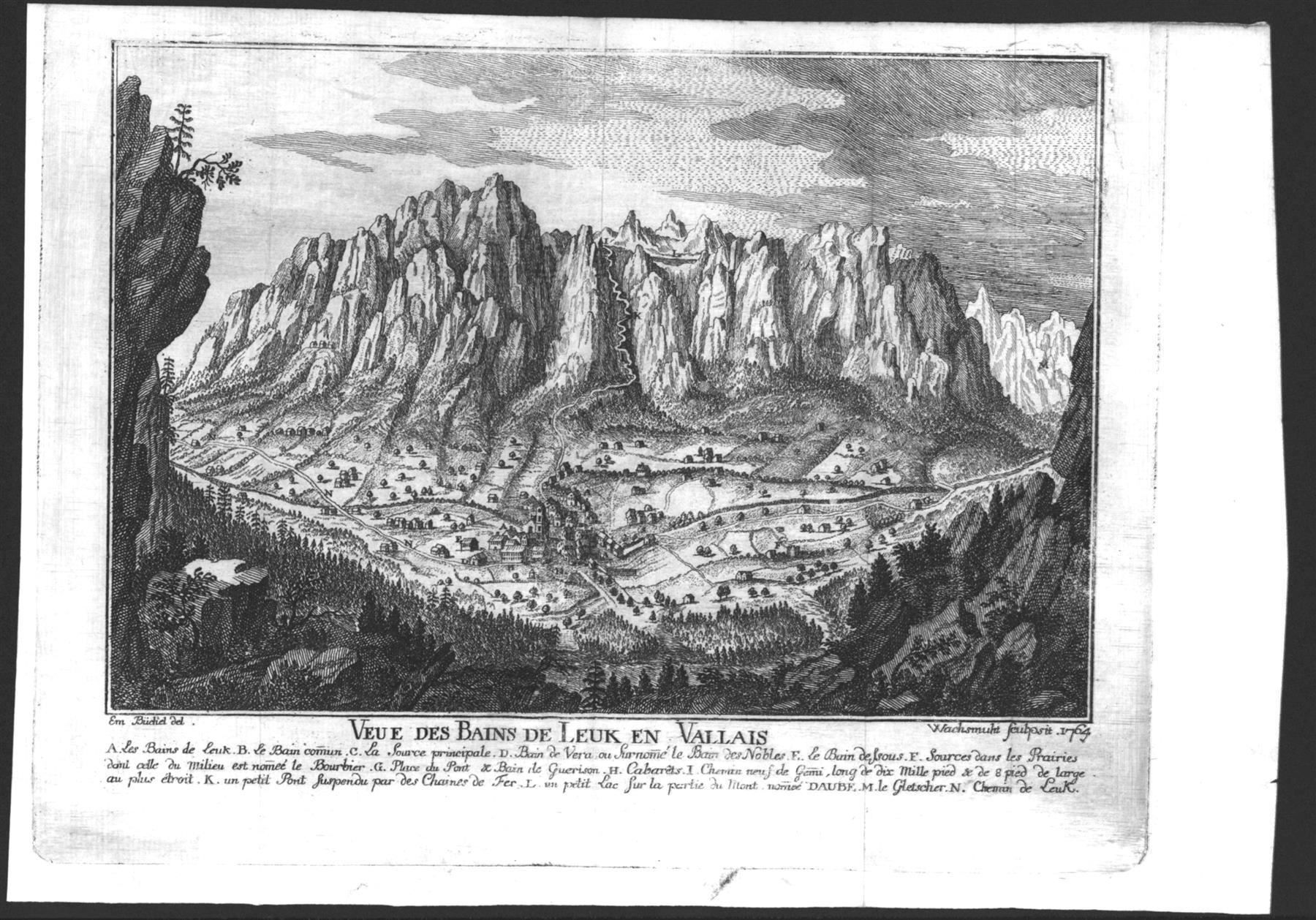 Incisioni: Leukerbad  von Wachsmuth 1764 – Usato da Rafz venduto da Helvet32