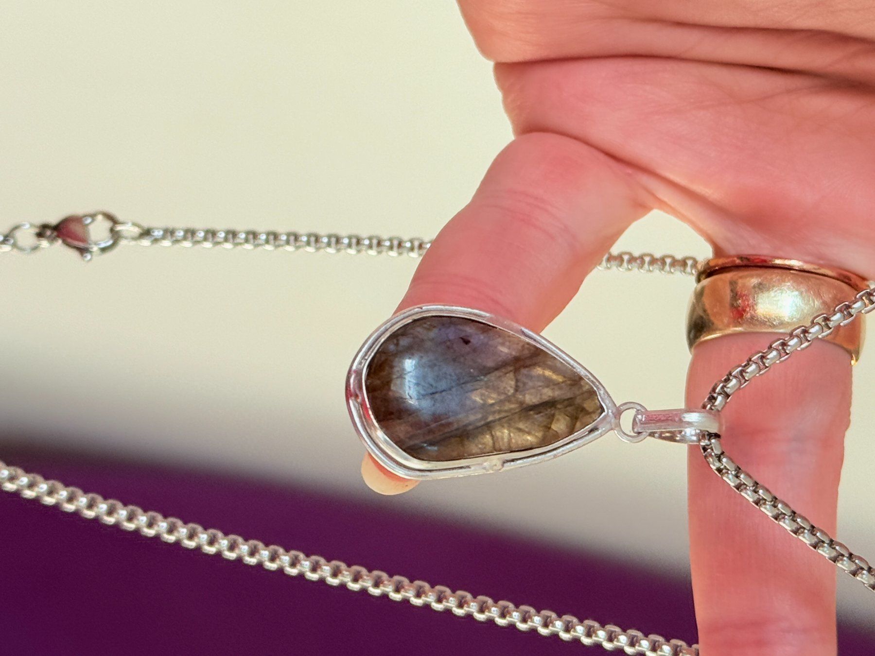 Catenine: Collier élégant avec Labradorite véritable, neuf! – Nuovo e nell'imballaggio originale da Genève venduto da AGBERG 5