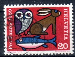 ABART SCHWARZER PUNKT PRO FAUNA 1959 GESTEMPELT  - CA19