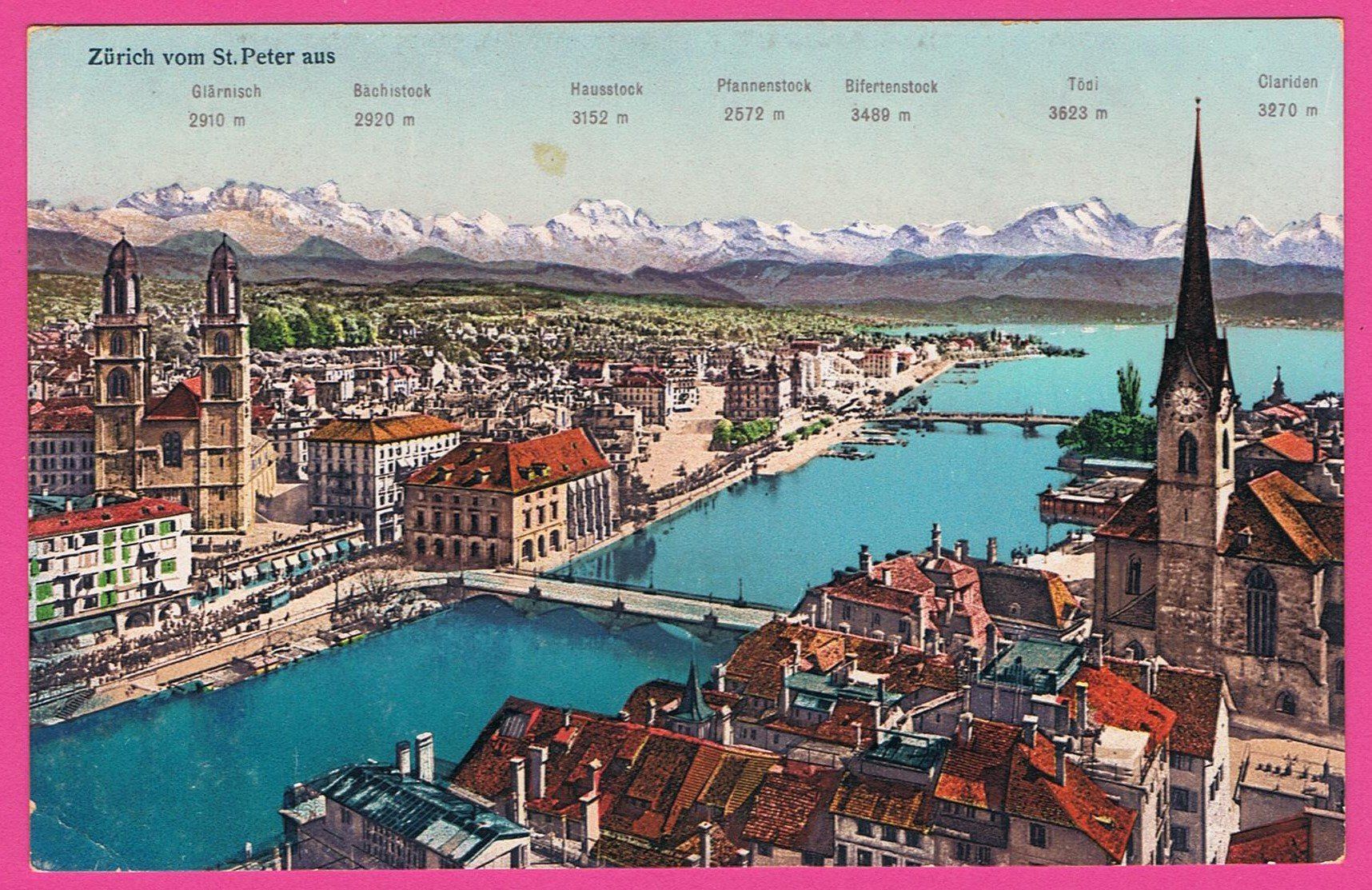 Ansichtskarten: Zürich vom St. Peter aus – Gebraucht aus Einsiedeln von dillie