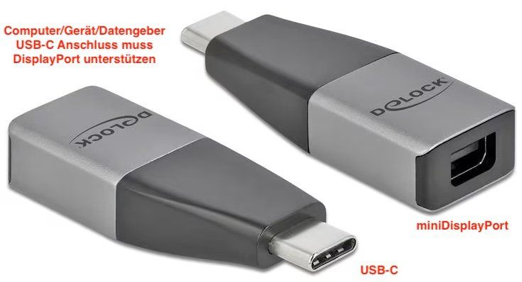 Unità & Adattatore: Delock 64121 Video-Adapter USB/Typ-C_zu_Mini-DisplayPort – Nuovo e nell'imballaggio originale da Reinach AG venduto da RiesenServicesGmbH