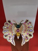 Schmetterling Broche goldfarben mit Schmucksteinen
