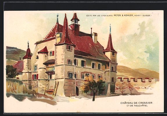 Cartoline postali: AK Neuchatel, Chateau de Cressier – Usato da Berlin venduto da bartko-reher