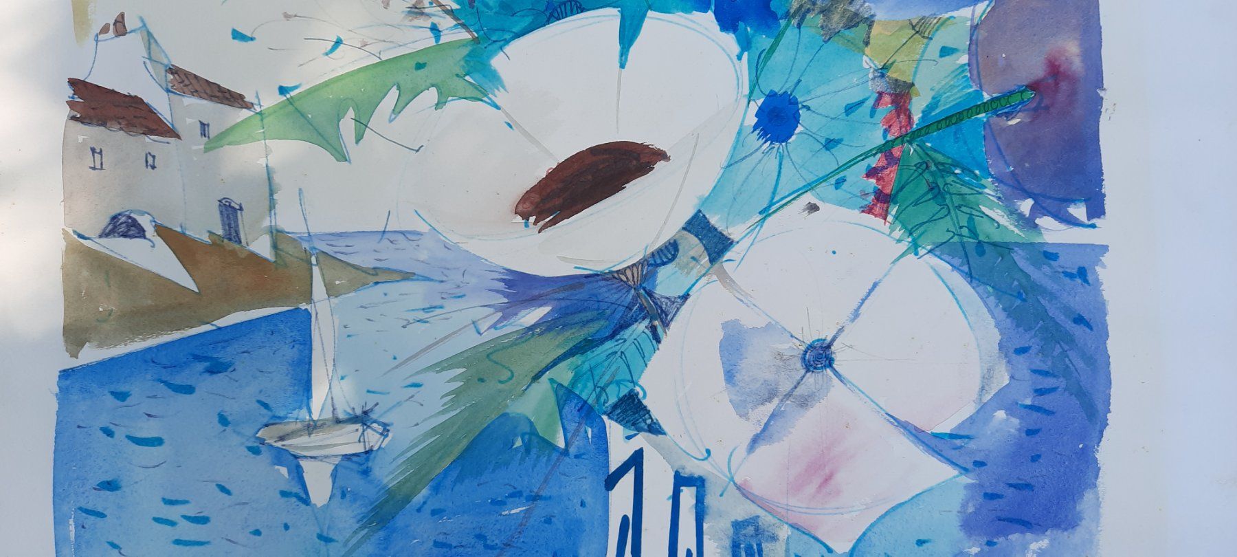 Gemälde: Levied Blumen mit Vase Aquarell – Gebraucht aus Herisau von Wisen 9