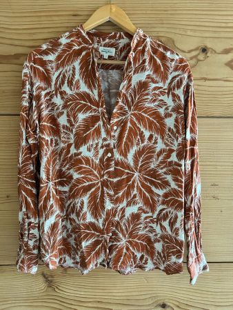 Frauen Hemd mit Palmenmuster, Orange, Grösse S