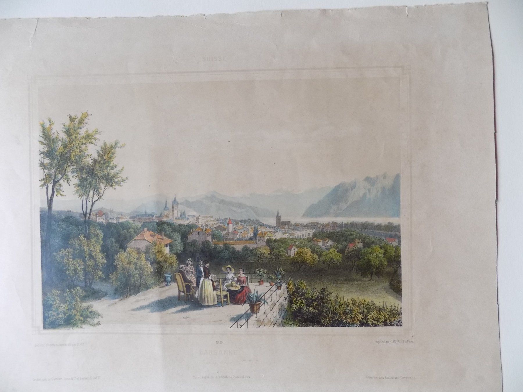 Incisioni: Lausanne vue Generale Lithographie – Usato da Risch venduto da Antikfee 4