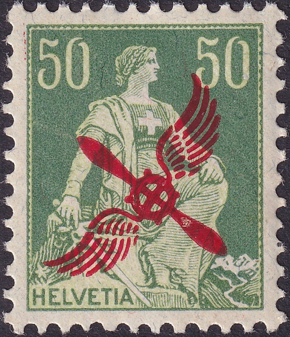 Tutti i francobolli: 1919, Flugpostmarke Nr.2 postfrisch **, Kat: 180.-+ ABART! – Usato da Sursee venduto da Luzernerraute