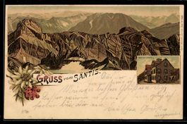Litho Säntis, Gasthaus Säntis, Bergpan