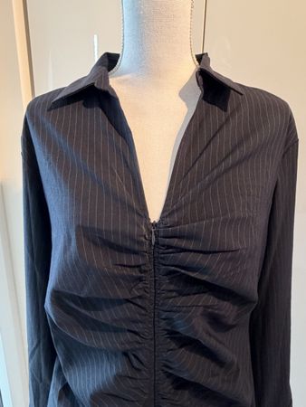 Mango shirt dress, with zip, Long Sleeve, XL, Ruched