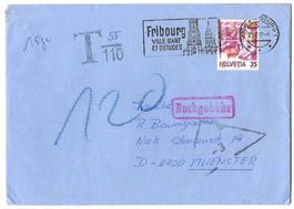 1987 unterfrankierter Brief nach Deutschland mit Nachgebühr