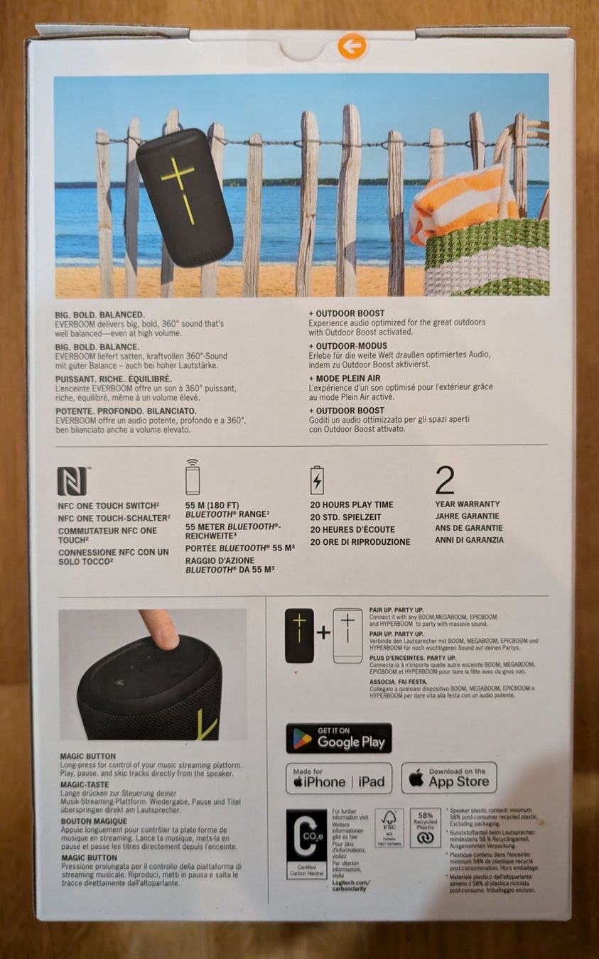 Ultimate Ears Casse acustiche: Bluetooth Lautsprecher ULTIMATE EARS Everboom 4 in Schwarz – Nuovo e nell'imballaggio originale da Münsingen venduto da Scorpio_ 1