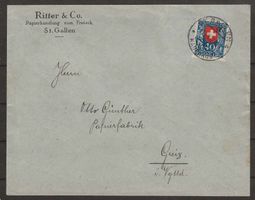 1922 : Pro Juventute J24 auf Brief, sauber gestempelt