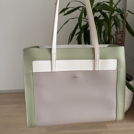 Carpisa Handbag tote bag pastel green white beige