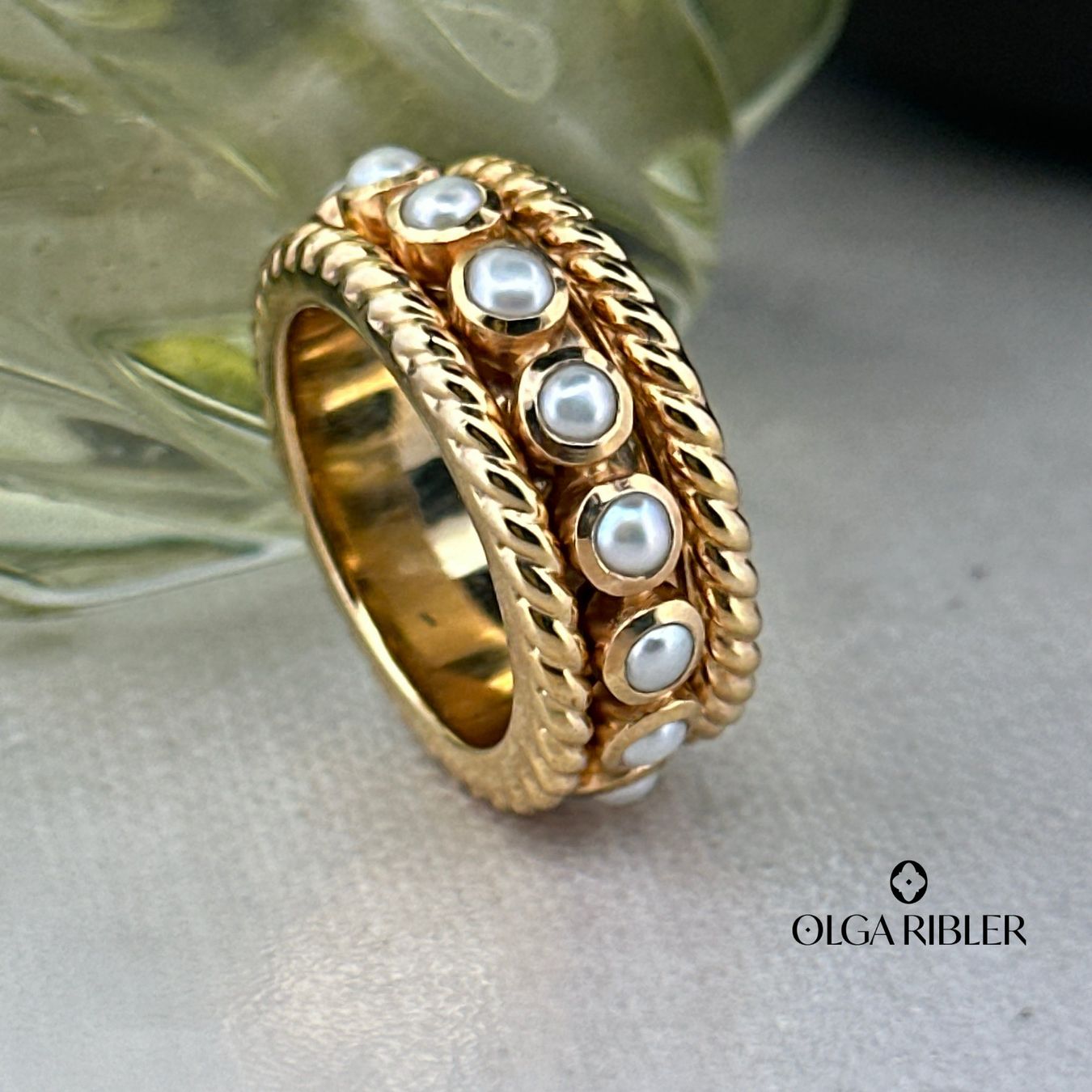 Olga Ribler Anelli: 9 mm breiter Moving Ring mit Perlen Grösse 52 – Nuovo (secondo la descrizione) da Luzern venduto da Schmuckoutlet 2