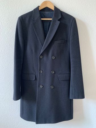 Blauer zweireihiger Herrenmantel von French Connection, S