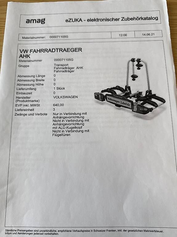 Portapacchi: Fahrradträger  – Usato da Winterthur venduto da mhe_8h2y 3
