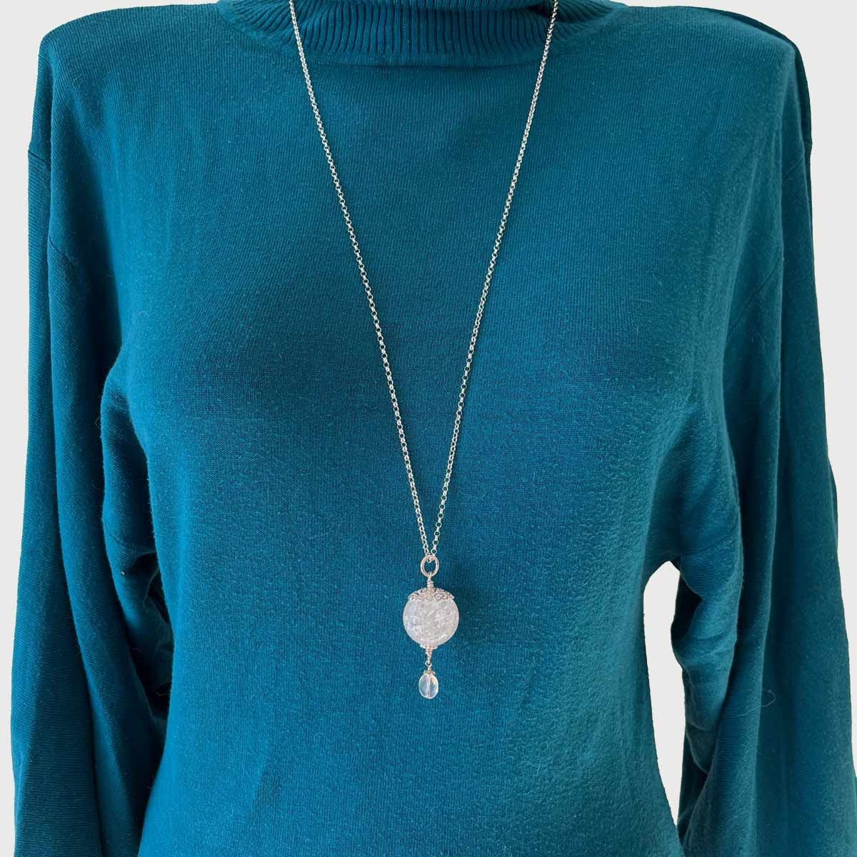 Catenine: Lange Silberkette mit Iris Kristall Anhänger – Nuovo e nell'imballaggio originale da Meilen venduto da GypsyCat 1