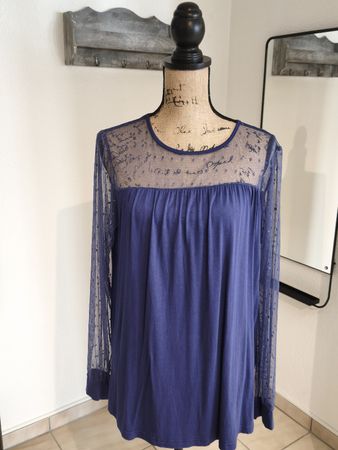 Bodyflirt Shirt Gr. L mit Spitze, Dunkelblau, Top Zustand