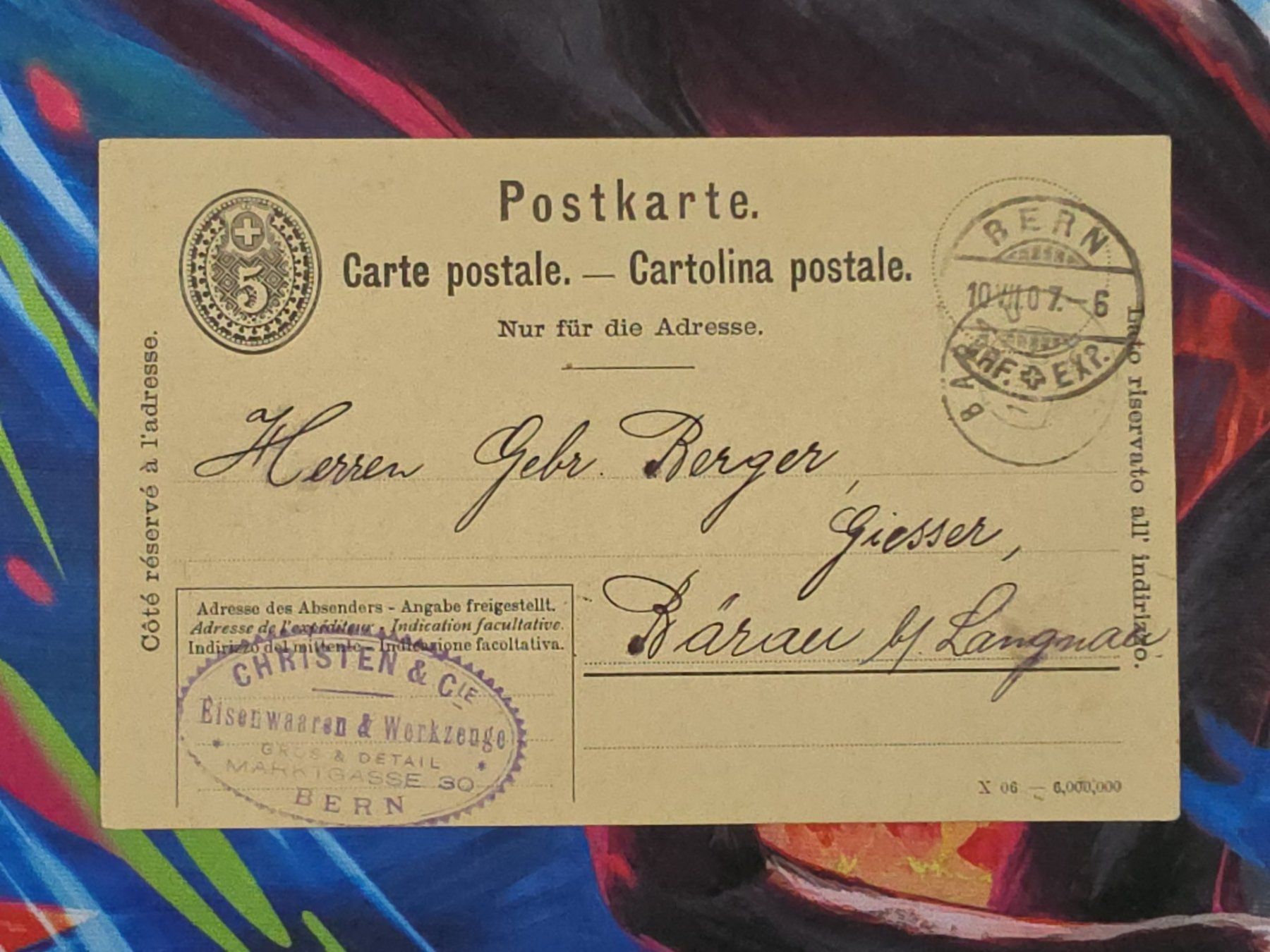 Cartoline postali: CL26 Carte Postale + Timbre Suisse 1907 – Usato da Cousset venduto da Patrick_Collections