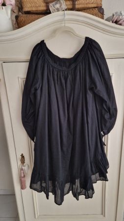 Tolles leichtes schwarzes Kleid/Tunika, Gr. 42 Baumwolle