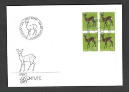 FDC Pro Juventute Viererblock 1967