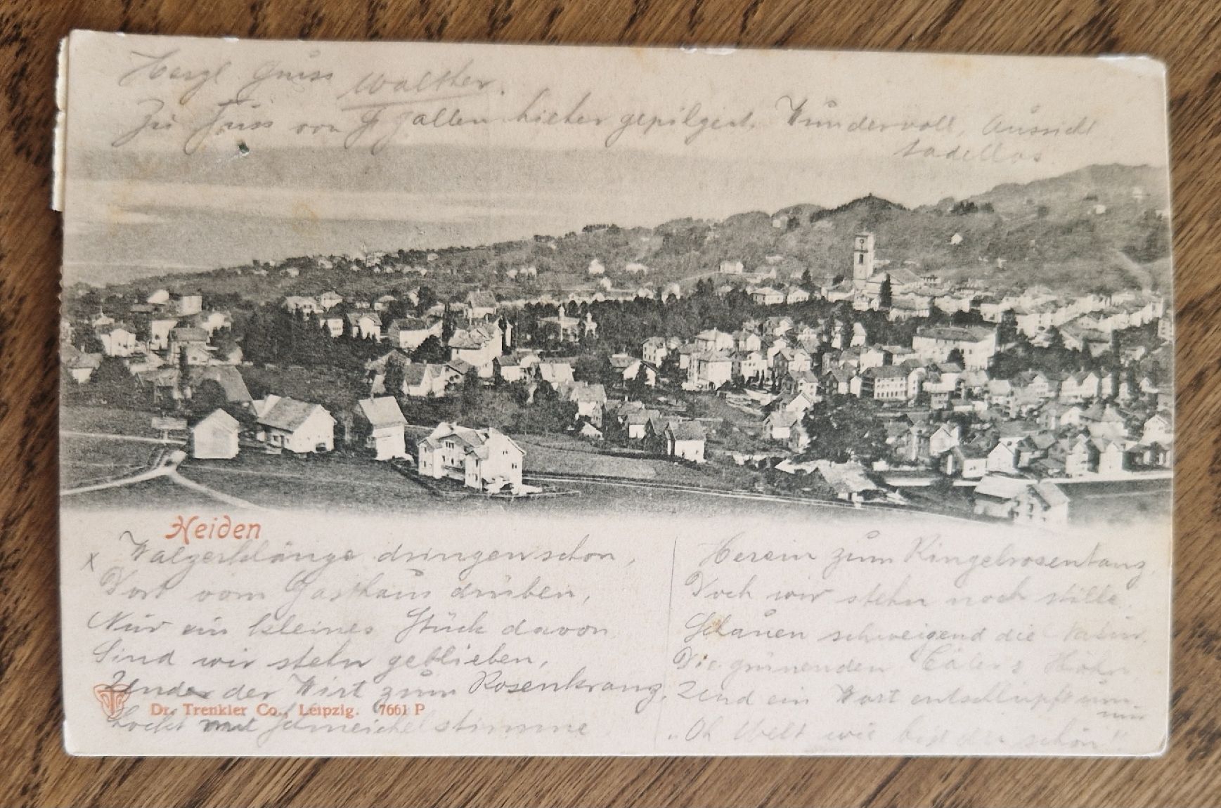 Cartoline postali: Heiden 1908, n. Glarus zu M. Trümpi, Ringstrasse – Usato da Ebikon venduto da Donar50