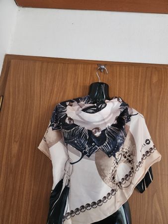 Foulard Galia Brener 100% Soie Fait Main Beige Noir