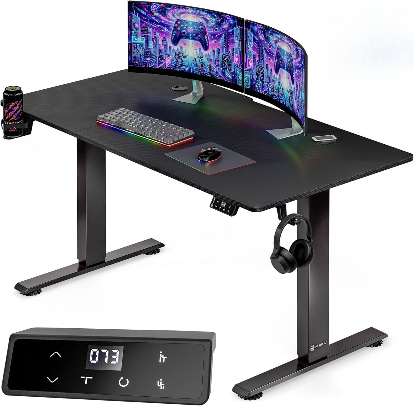 Scrivanie: Gaming Schreibtisch elektrisch 120x60 USB Memory Carbon – Nuovo e nell'imballaggio originale da Bremgarten b. Bern venduto da Meeegasales60