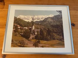 Bild Berglandschaft mit Rahmen silber gebraucht