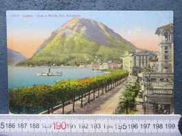 LUGANO 1923 QUAI E MONTE SAN SALVATORE TICINO AK