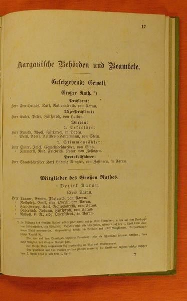Bücher: STAATS-KALENDER DES STANDES AARGAU 1872 – Gebraucht aus Grüningen von Kartensammler 2
