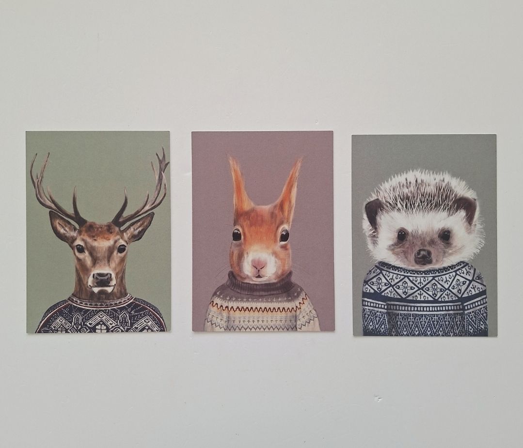 Cartes postales: 3 Postkarten - Igel - Hirsch - Eichhörnchen – Neuf (Voir description) à Basel par Kunterbunt12