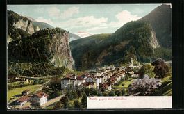Thusis, Ortsansicht mit Viamala-Schlucht