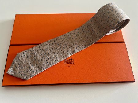 Cravate HERMES-Paris „Blue Leaves“ - avec box original
