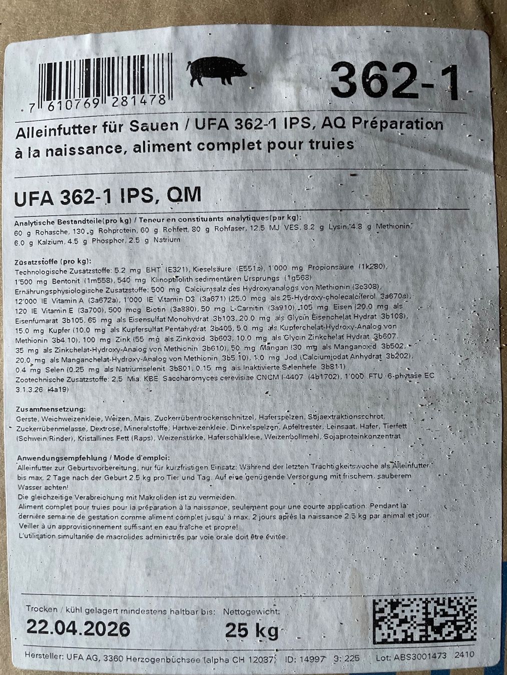 Nourriture: Geburtsfutter UFA 362-1 IPS, QM – Neuf avec emballage d'origine à Degersheim par 19saemi96 1