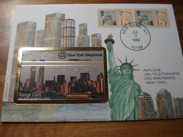Brief USA, New York 1992, mit passender Taxkarte USA
